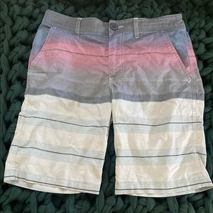 Vapor Kids' Striped Swim Trunks - Pink, Gray, and White